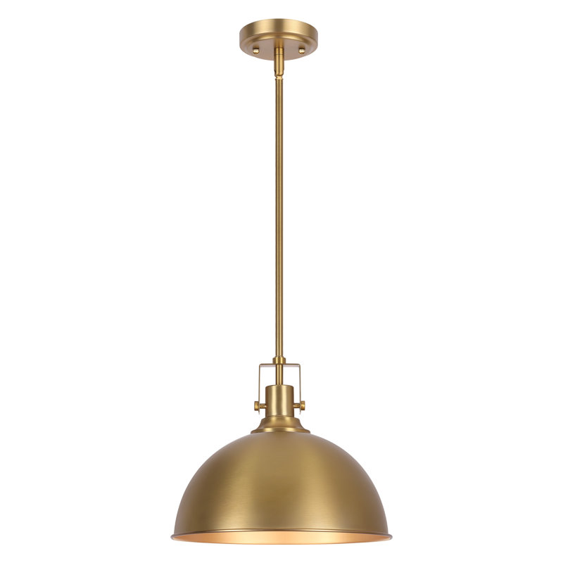 Luminaire suspendu pour îlot de cuisine à 1 dôme à 1 lumière Lysander, Or brossé, H 53 po x l 13 po x P 13 po