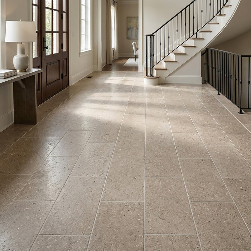 Caspian Almond Leathered 12x24 Limestone Tile