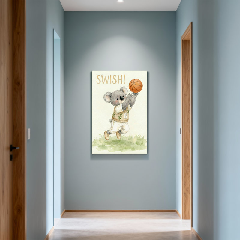 Animaux Koala jouant au basketball avec ballon et numéro six, H 40 po x l 28 po