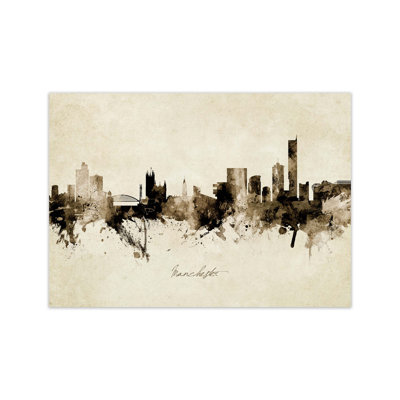 Manchester England Skyline Vintage by Michael Tompsett - Print