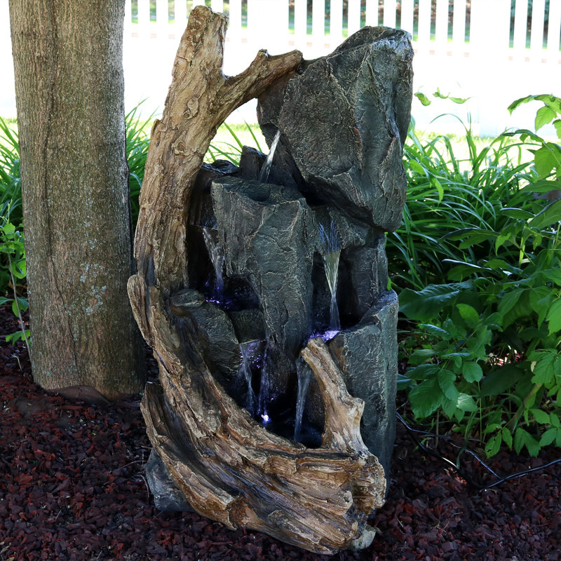 Resin Rock Fountain with Light