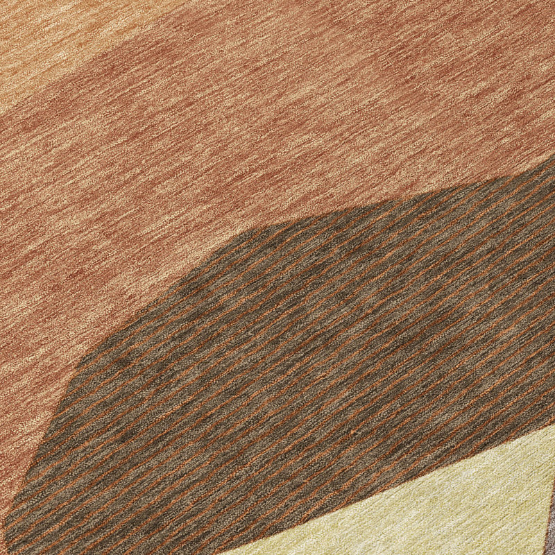 Tapis géométrique intérieur / extérieur lavable à la machine Chantille ACN2608, Paprika, Rond 8 pi