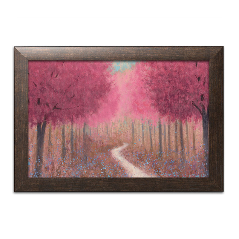 « forest chemin spring crop », impression, Cadre brun, H 14 po x l 20 po x P 0,75 po