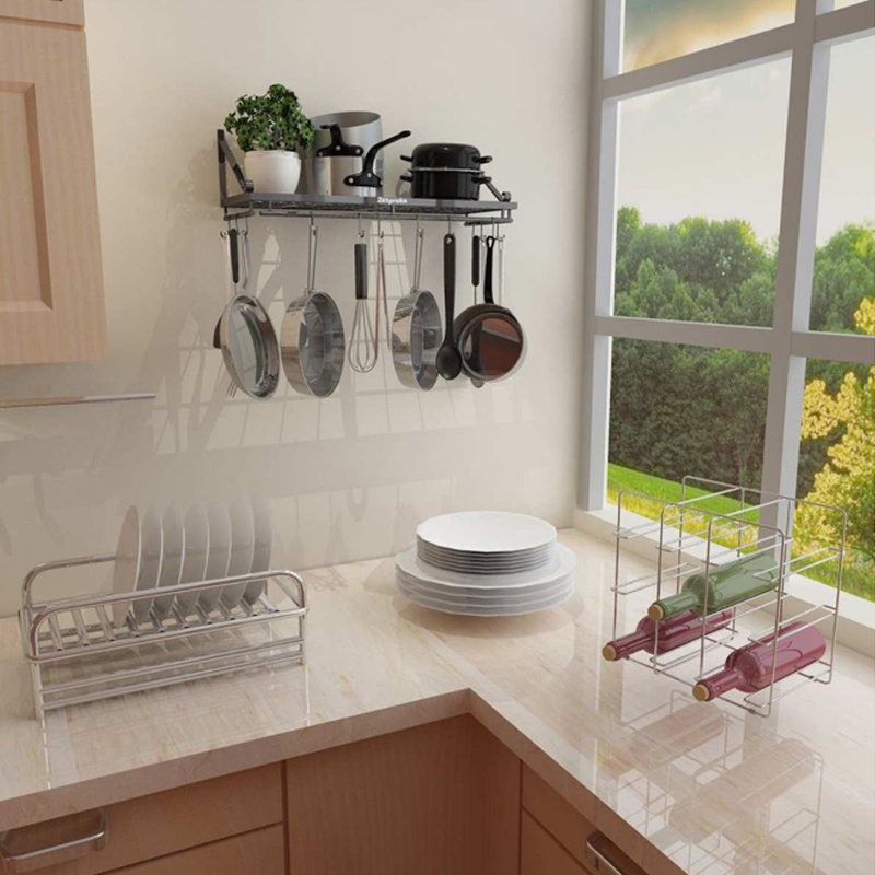 Metal Hanging Pot Rack, 25cm H x 60cm W x 24cm D