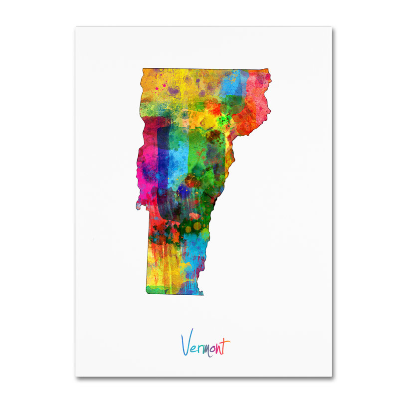 « vermont map », reproduction d’impression sur toile tendue, H 32 po x l 24 po x P 2 po