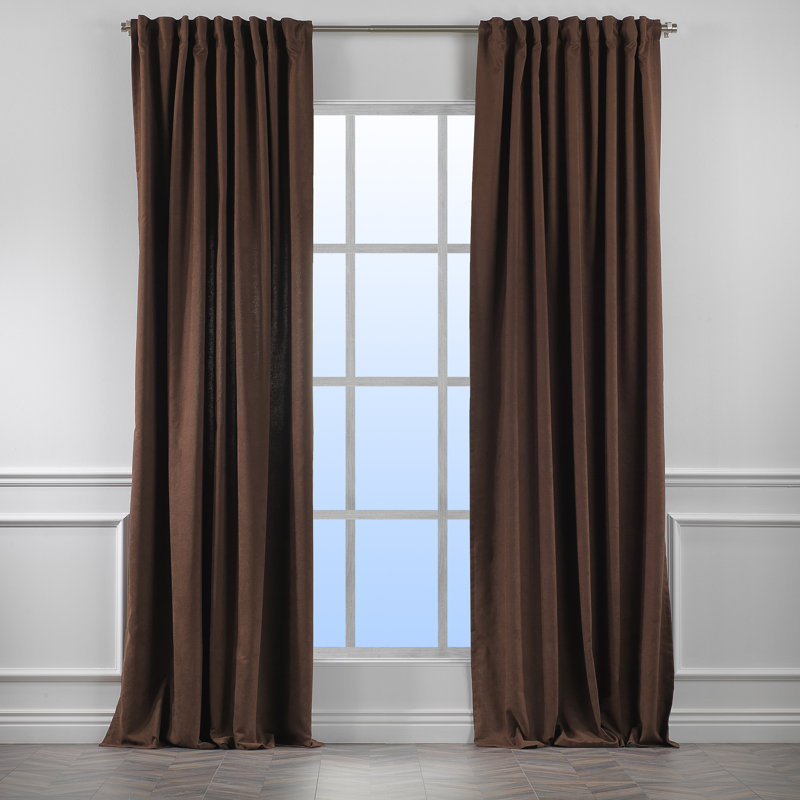 Solid Room Room Darkening Tab top Curtain Panels, 52" W x 108" L, Dark Brown