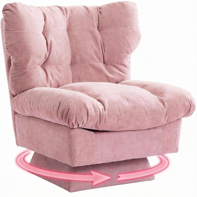 Chenille Swivel Accent Chair,360°Comfy Modern Sofa Chair with Oversize Base,20.8in Extended Seat with Cozy Cotton Filling,300Lb Max Load Accent Chair for Living Room, Bedroom, Office