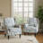 Duward Boho Blue Floral Upholstered Wingback Accent Chair with Nailhead Trim-2107358654