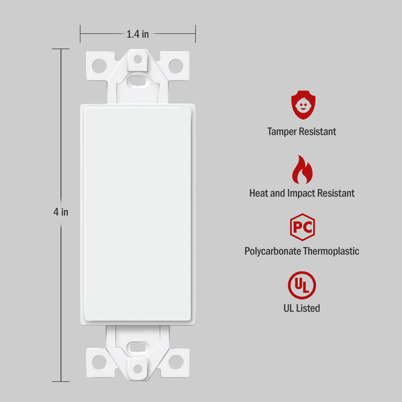 White Polycarbonate 1-Gang Standard Wall Plate Set