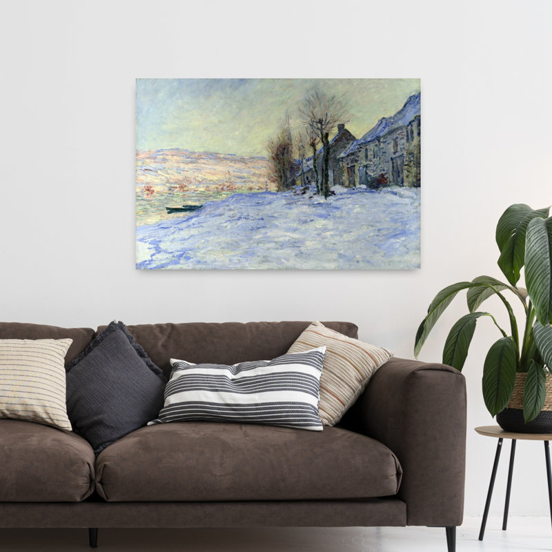 Lavacourt, soleil et neige, paysage abstrait classique, art mural d'hiver, H 32 po x l 48 po