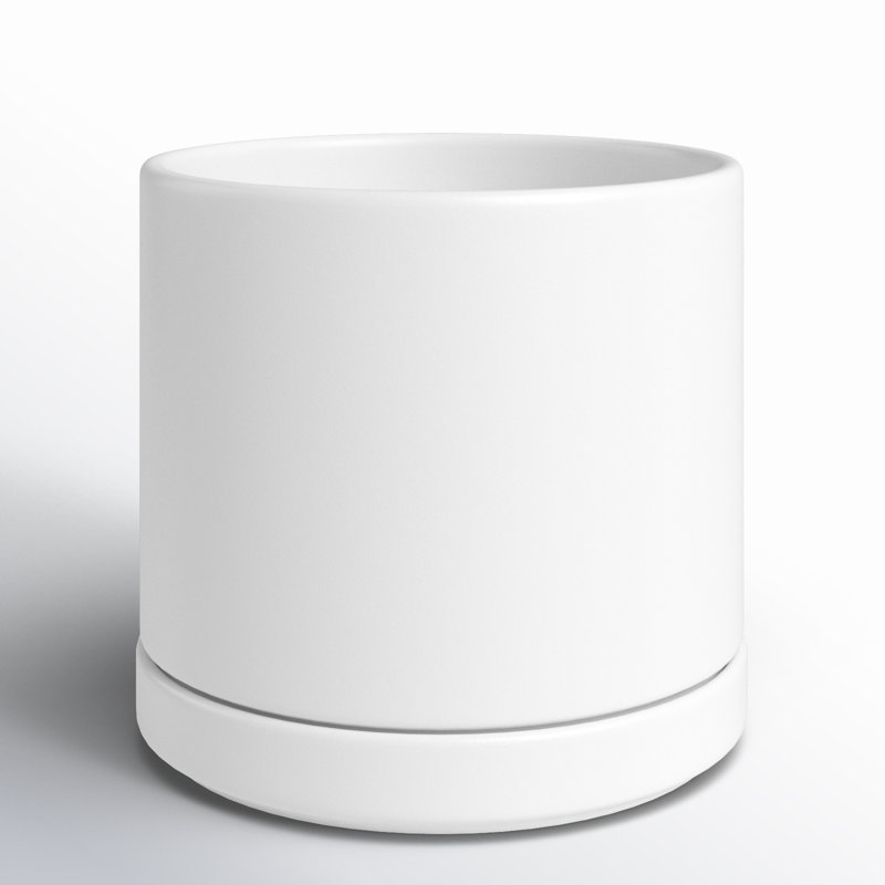Cheryl Handmade Ceramic Pot Planter, 7.5" H x 8" W x 8" D, White
