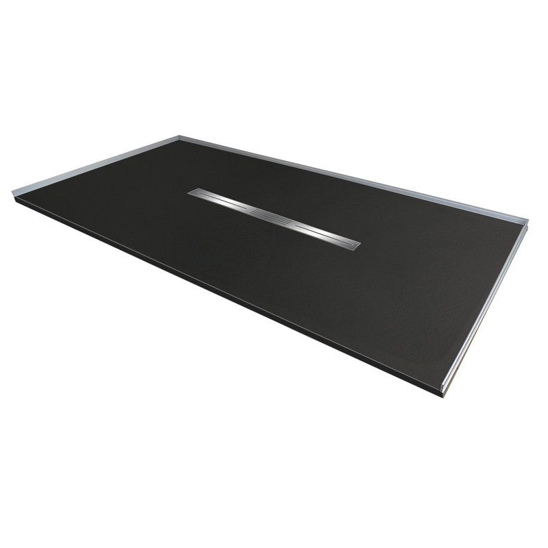Base de douche à seuil zéro 36 po avec drain central Transolide Trimslate, Noir, noir, noir, noir