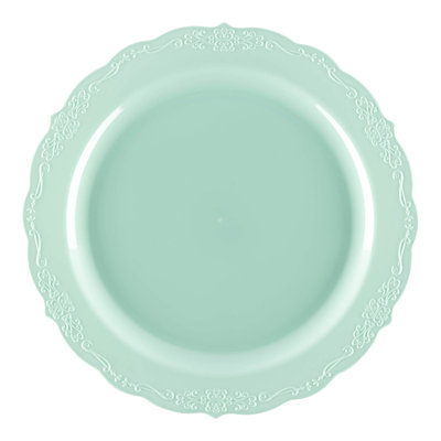 Grandes assiettes jetables rondes en plastique turquoise (10 po)