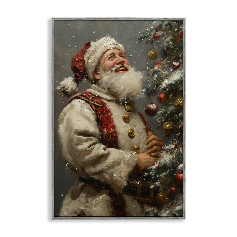 «Happy Santa & Tree», estampe numérique encadrée par Imagine It Images, Estampe numérique Farmhouse, H 30 po x l 20 po