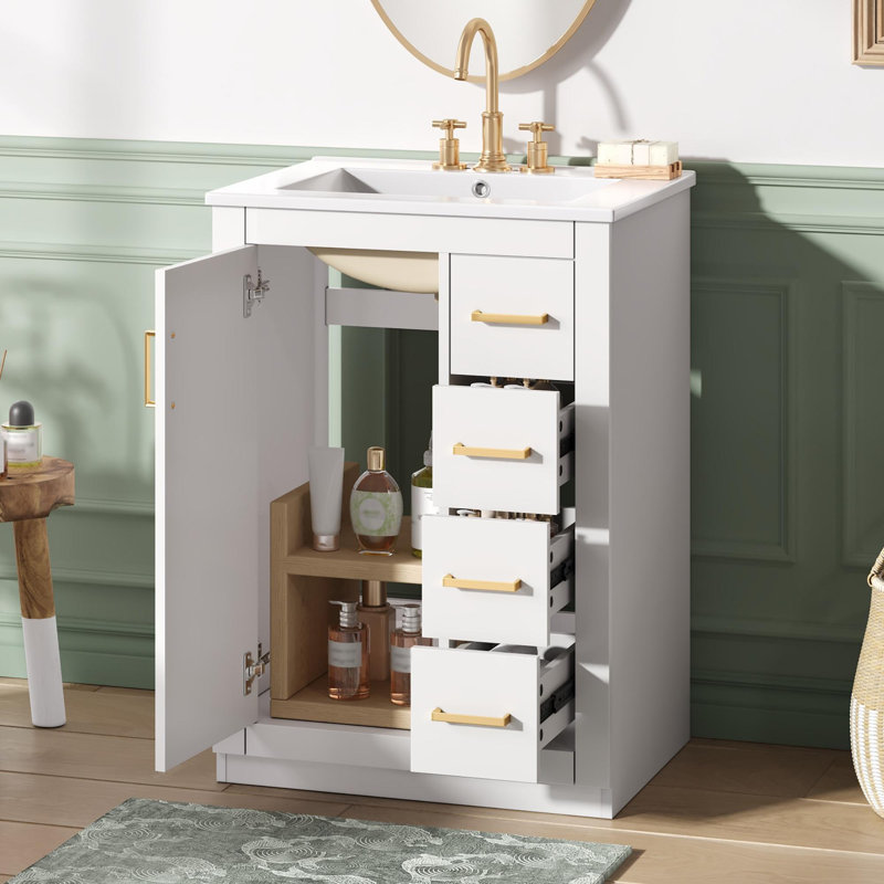 Le meuble-lavabo de 24 pouces Signature: le style rencontre le rangement intelligent, Blanc
