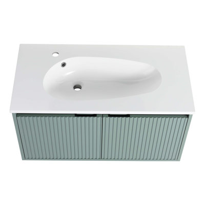 Floating Bathroom Vanity with Drop-Shaped Resin Sink