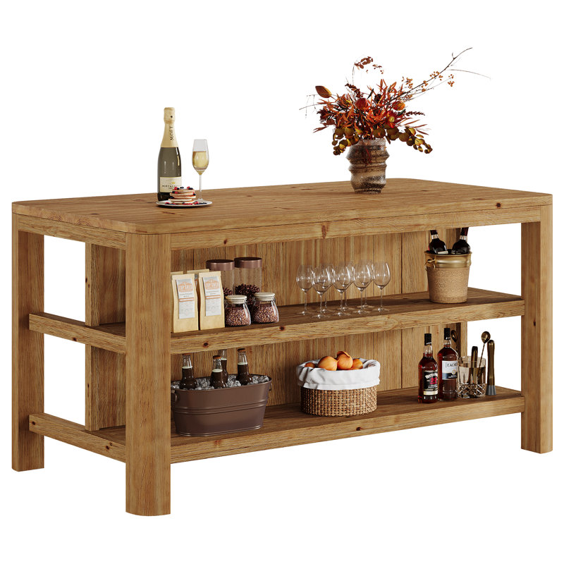 160.02 cm Solid Wood Home Bar Cabinet, Brown