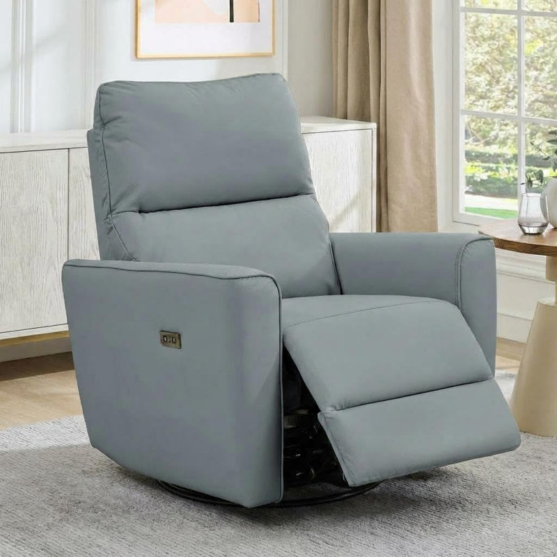 Fauteuil inclinable électrique pivotant avec support USB et lombaire pour le salon, Gris
