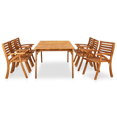 Melby 6 - Person Acacia Patio Dining Set with Rectangular Table