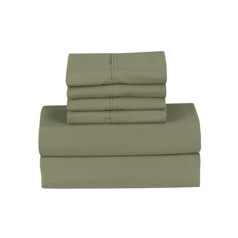 Rayon From Bamboo 6 Piece 1800 Thread Count Smart Pocket Sheet Set, King Sheet Set with 5 Additional Pieces, Sage