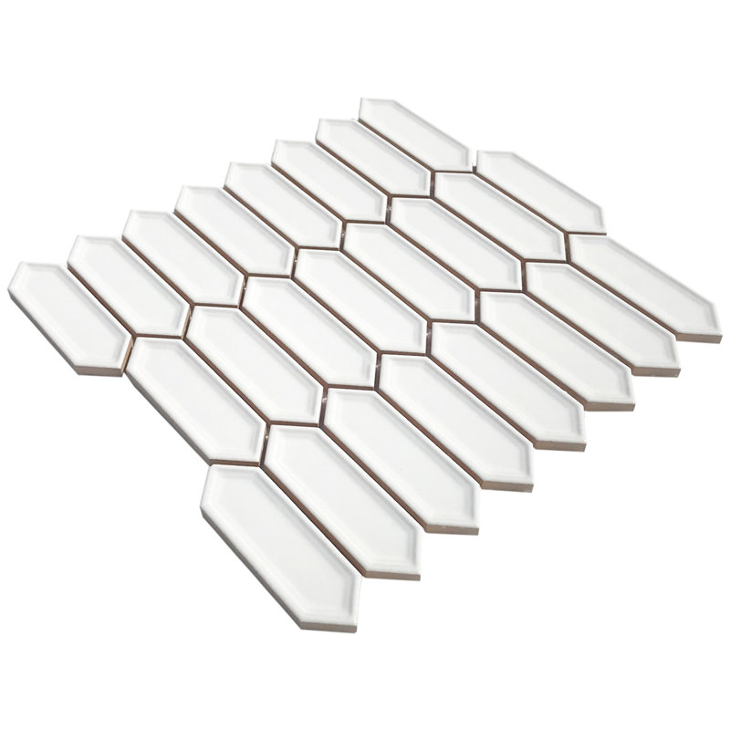Carreau de mosaïque de mur et de plancher 1,2 po x 4,2 po, Blanc