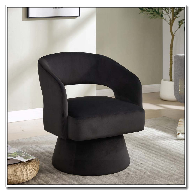 Fauteuil demi-tonneau pivotant à 360 degrés, Noir