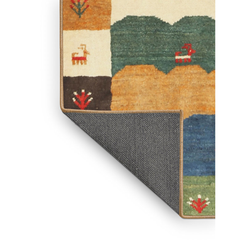 Tapis contemporain rouge / vert / bleu, Rectangle 7 pi x 10 pi