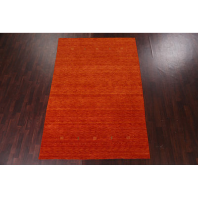 Tapis orange en laine noué à la main Gabbeh 7 x 10