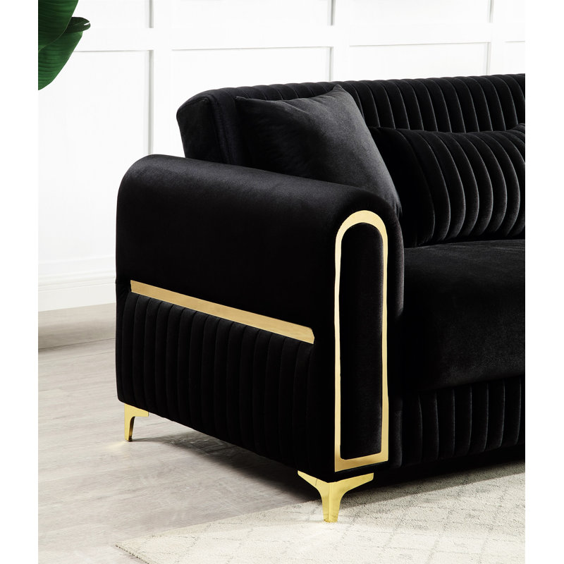 Causeuse rembourrée noire Ruby, Black