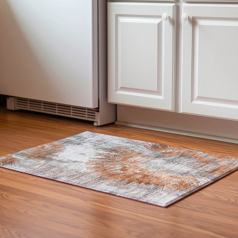 Tapis terre cuite lavable à la machine Premium Prisco, Rectangle 1 pi 8 po x 2 pi 6 po