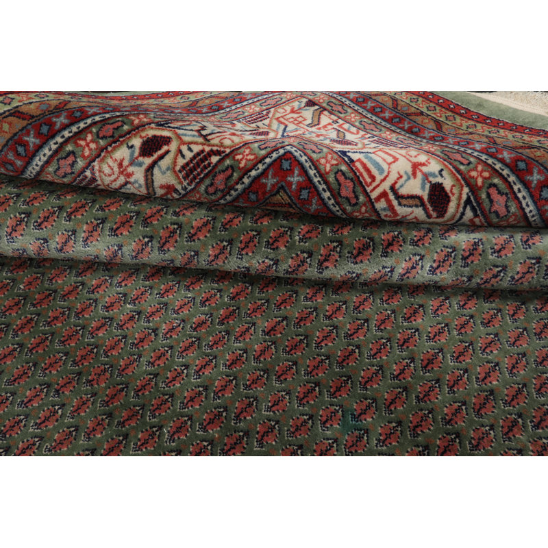 Tapis traditionnel en laine noué à la main 8 x 10 po Celadon Parjiann