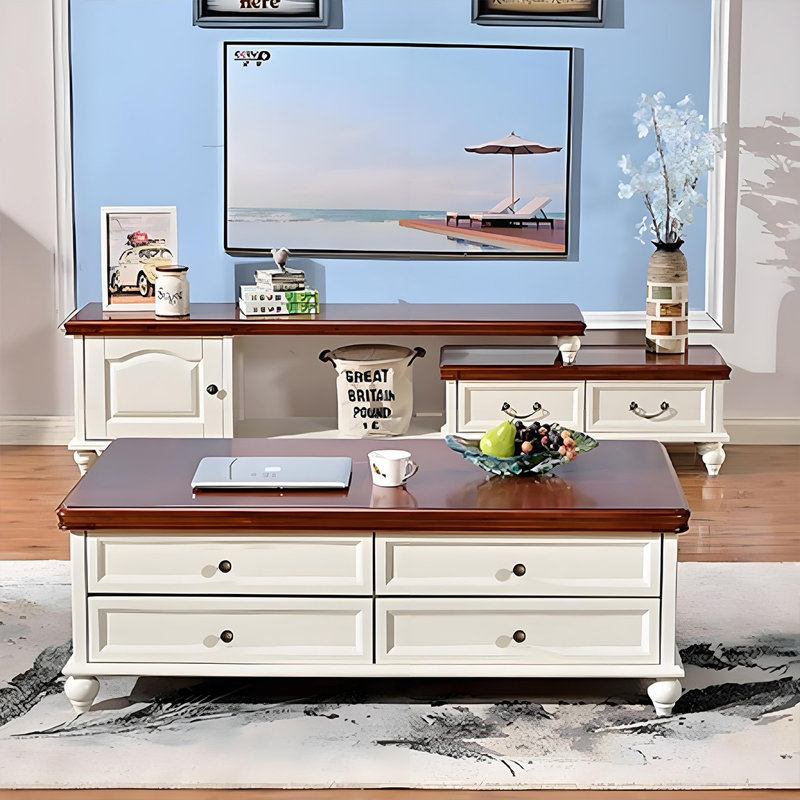 Une table basse de style rétro, Blanc, Brun