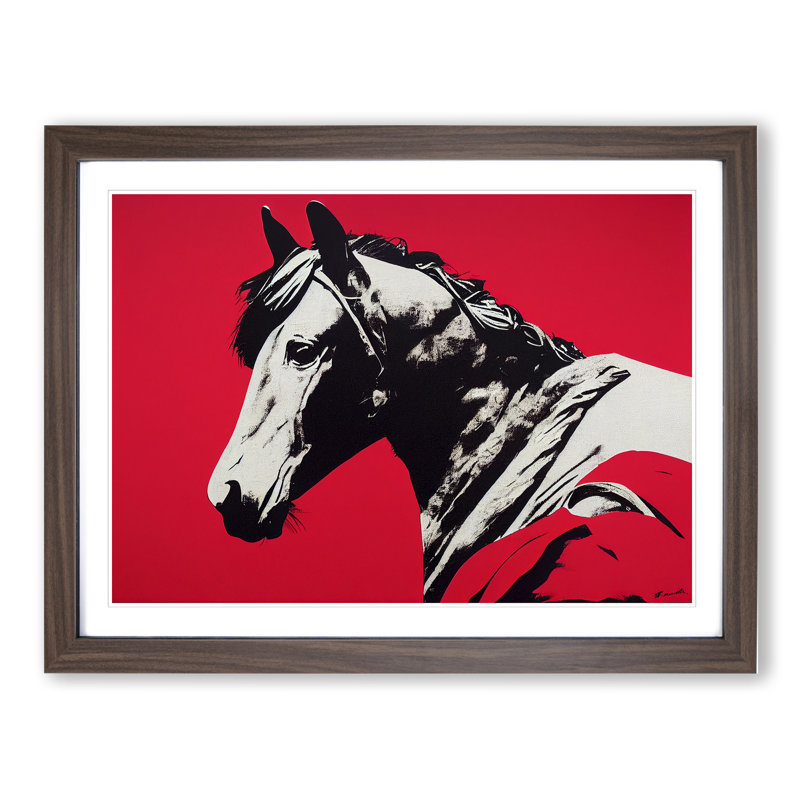 Illuminated Horse 1 Piece Single Picture Frame Wall Art, 46cm H x 64cm W, Brown
