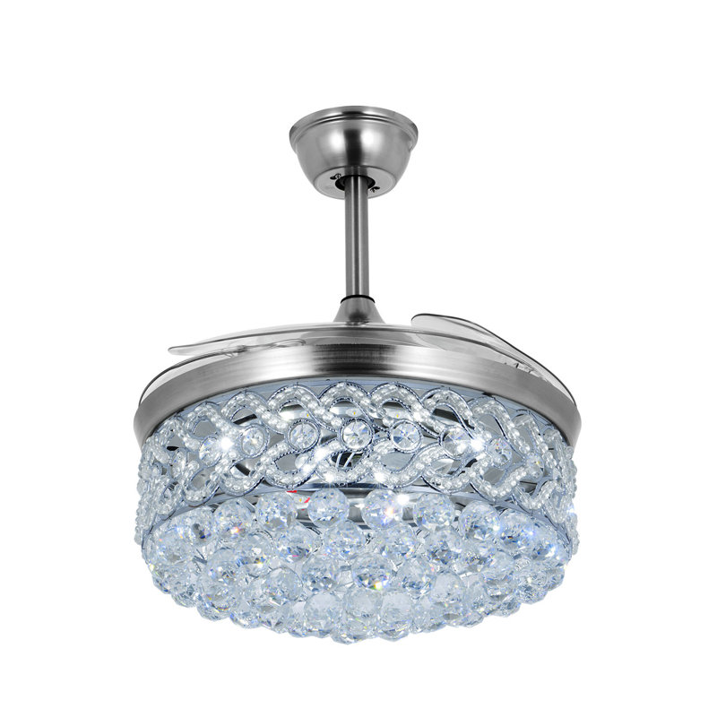 Emerito 42'' Ceiling Fan with LED Lights, Silver with Clear Blades
