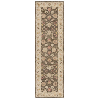 Tapis oriental gris olive en laine touffeté à la main Armintha