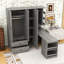 Armoire multifonctionnelle avec bureau pliable convertible, tiroirs de rangement, tablettes et tringle-981388411