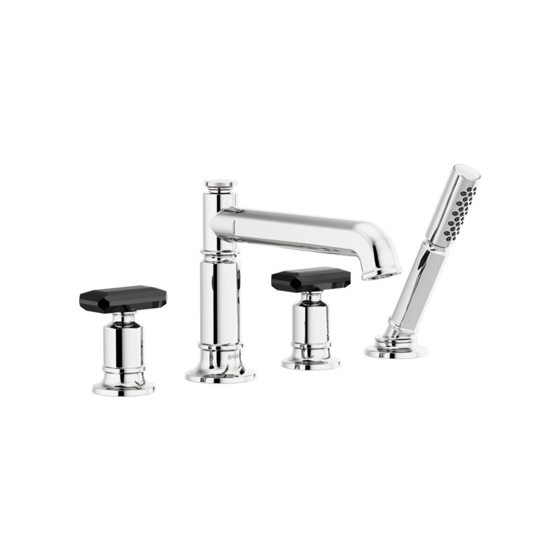 Invari® Roman Tub Faucet with Handshower, Polished Chrome, Knob