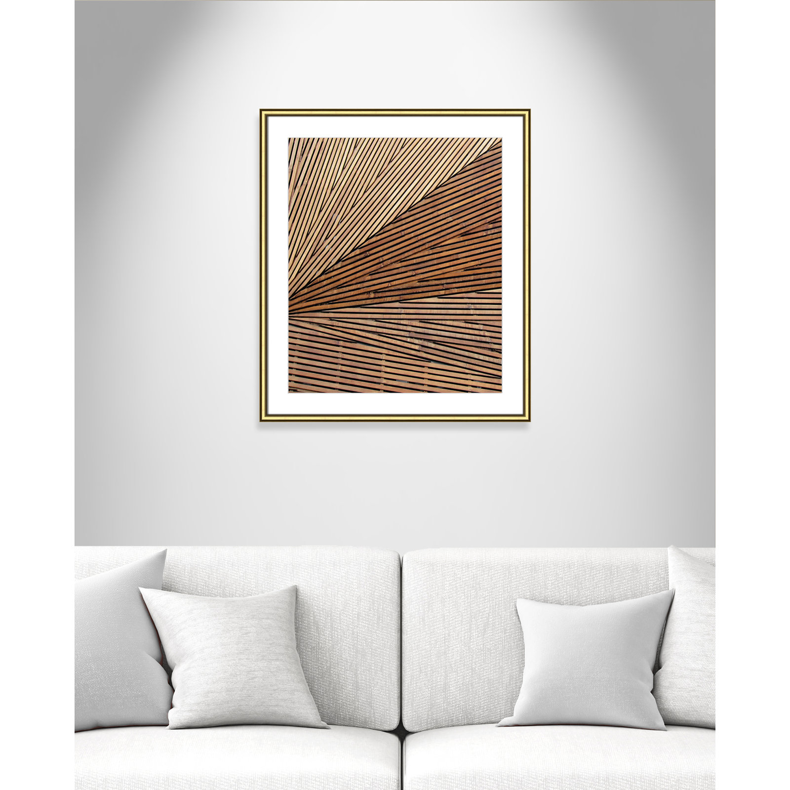 Fayette "Geometric Wood Panel 1" Print, 26.75" H x 22.75" W x 0.88" D, Gold