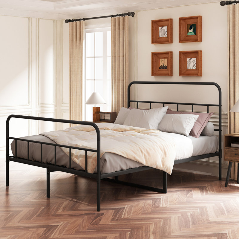 Queen Bed Frame With Headboard And Footboard, Metal Platform Bed Frame, All Metal Slats Support, Under Bed Storage, No Box Spring Needed, Easy Assembly