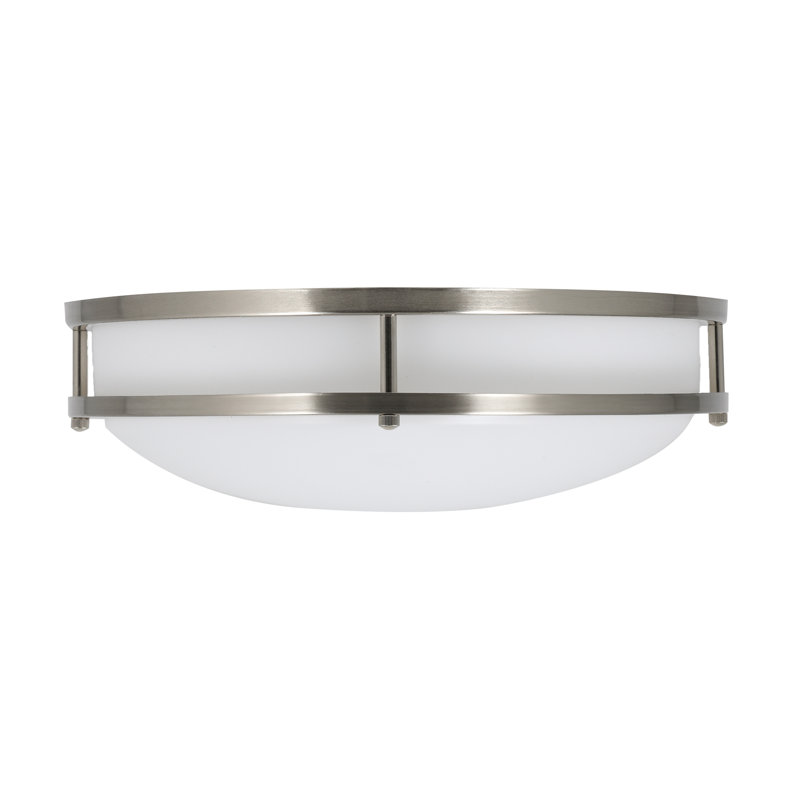 Arjit Acrylic LED Flush Mount, Brushed Nickel, 4" H x 14" W x 14" D