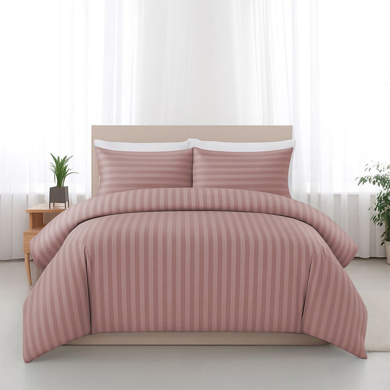 100% Microfiber Premium Quality Striped Duvet Cover Set with Pillowcases , Singe Duvet Cover Set + 1 Standard Pillowcase