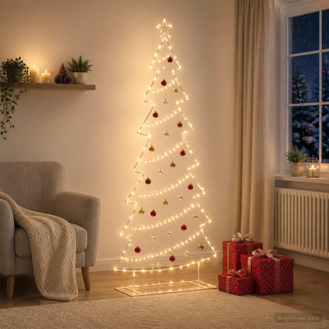 Vidaxl Metal Christmas Tree With Stand Kuopio 210 Cm Steel White, White - Image 3