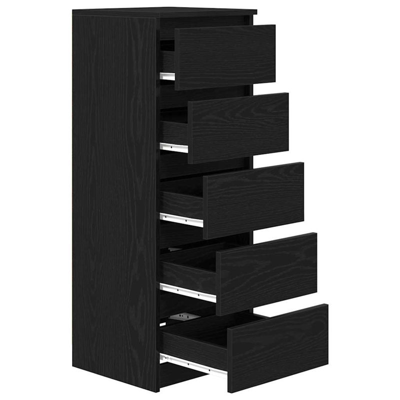 Sideboard With Drawers 37.5X35x99 Cm Engineered Wood, Black Oak