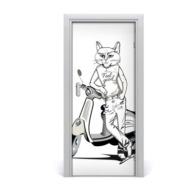 Cat Man Door Decal