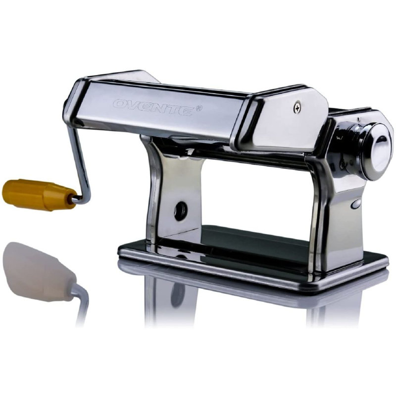 OVENTE Pasta Maker Machine with 7 Adjustable Thickness Settings, Rollers and Cutter, Classic Stainless Steel Manual Noodle Maker for Spaghetti, Fettuccini, Lasagna or Dumpling Skin, Silver PA515S