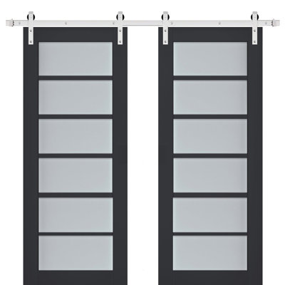 Portes de grange en bois givré Veregio