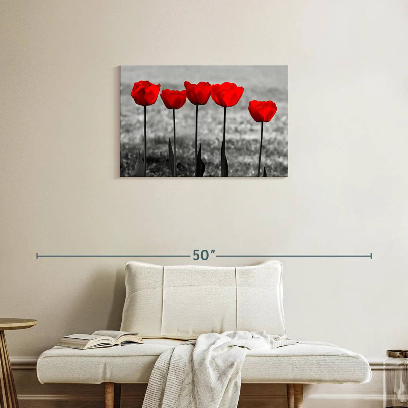 Harnek Five Red Tulips, 20" H x 30" W