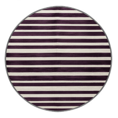 Tapis brun à rayures horizontales lavable à la machine