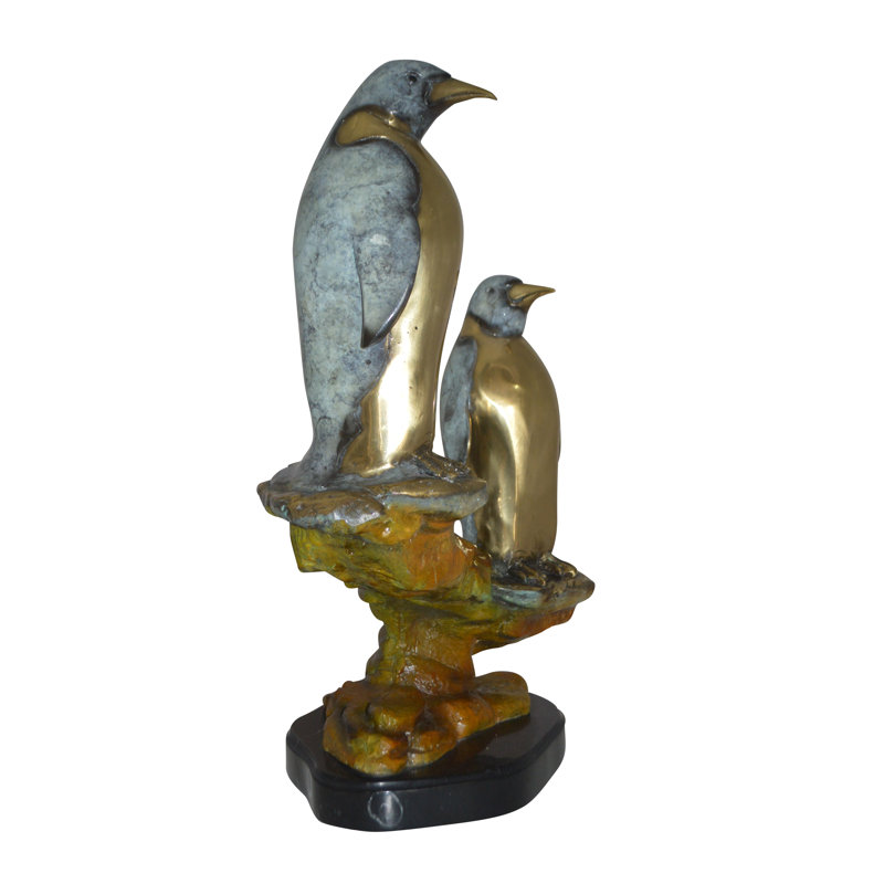 Statue en bronze deux pingouins Jimerson - Taille: L 16 po x l 10 po x H 12 po.