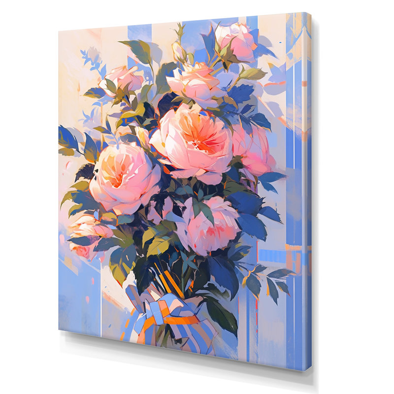 Peony Whisperes Bouquet - Peony Wall Art Living Room, Toile tendue, H 40 po x l 30 po x P 1,5 po